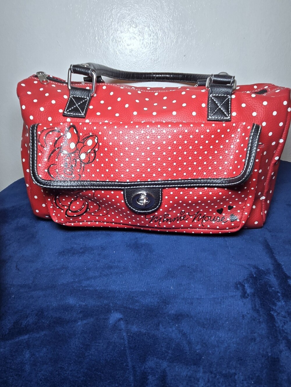 Disney Parks Minnie Mouse Medium Satchel Handbag Red & White Polka Dot